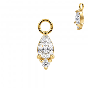 316L Surgical Steel Pear Drop CZ Charm for Hinged Clickers | Fits 20G, 18G & 16G