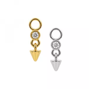 316L Surgical Steel CZ Spike Dangle Charm for Hinged Clickers | Fits 20G, 18G & 16G