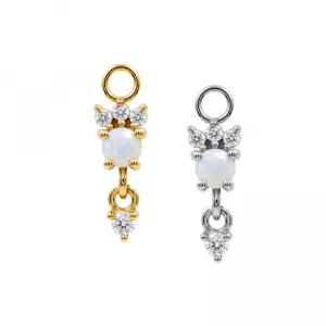 316L Surgical Steel Opal CZ Blossom Dangle Charm for Hinged Clickers | Fits 20G, 18G & 16G