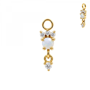 316L Surgical Steel Opal CZ Blossom Dangle Charm for Hinged Clickers | Fits 20G, 18G & 16G