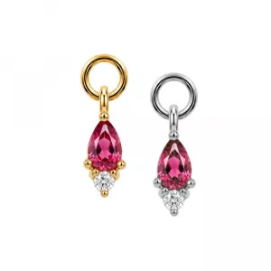 316L Surgical Steel Pink Pear Drop CZ Charm for Hinged Clickers | Fits 20G, 18G & 16G