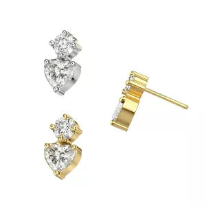 Implant Grade Titanium Heart & Round CZ Threadless Pin Top