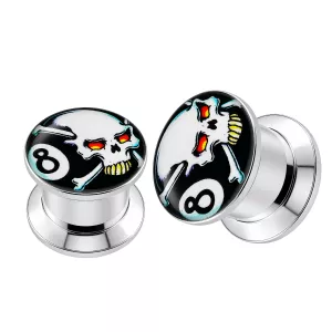 Internally threaded Skull Logo Ear Flesh Tunnel