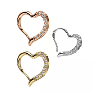 Jeweled Heart Cartilage Single Closure Clicker Daith Piercing