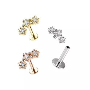 Jeweled Tri Star Cartilage Helix Tragus Piercing Ear Stud