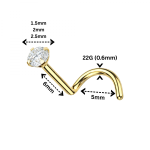 9K Yellow Gold Lab-Grown Diamond Screw-Type Nose Stud (22G)