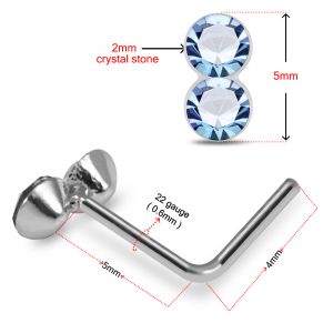 Double Sparkle 925 Silver Nose Stud with Dual Stones