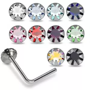 925 Silver Flower Set L-Bend Nose Stud