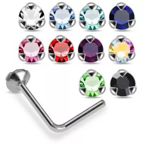 Classic Design Three Claw Setting 925 Sterling Silver Nose Stud with Multiple Stone Sizes