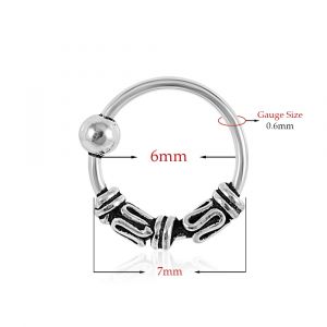 925 Sterling Silver Bali Style Oxidized Tribal Nose Ring