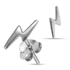 925 Sterling Silver oxidized 10mm Lightning Bolt Ear Stud 