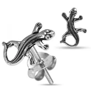 925 Sterling Silver oxidized Lizard Ear Stud 