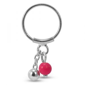 925 Sterling Silver Ball with Dangling Bead Nose Hoop Ring