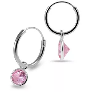 925 Sterling Silver Dangling Round CZ Jewelled Earring