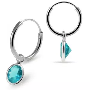 925 Sterling Silver Dangling Oval CZ Jewelled Earring 