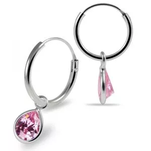 925 Sterling Silver Dangling Pear CZ Jewelled Earring