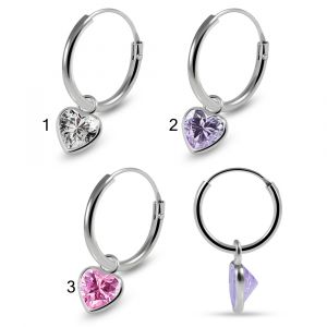 925 Sterling Silver Dangling Heart CZ Jewelled Earring