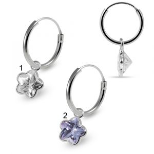 925 Sterling Silver Dangling Flower CZ Jewelled Earring
