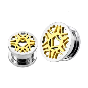 Multiple Joined Hearts Screw Fit Flesh Tunnel