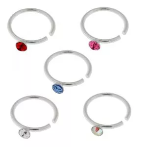 925 Sterling Silver CZ Jeweled Nose Hoop Ring