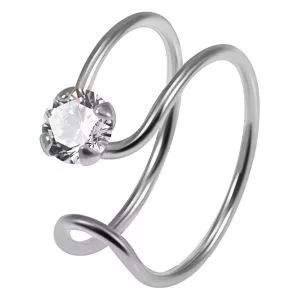 Single CZ Jeweled 925 Sterling Silver Non piercing Nose Cuff Clip 22G Nose Hoop Ring