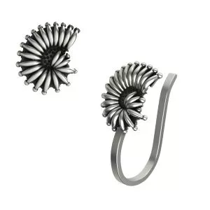 925 Sterling Silver Oxidized Non Piercing Swirl Nose Cuff