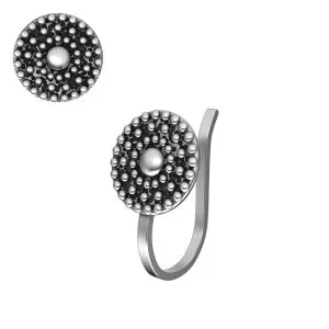 925 Sterling Silver Oxidized Non Piercing Dotted Circle Nose Cuff
