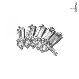 316L Surgical Steel Baguette & Round CZ Internally Threaded Top
