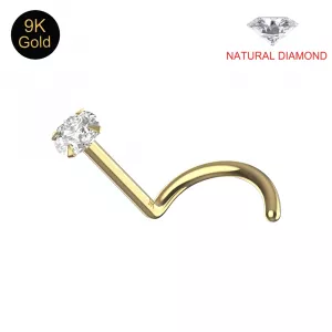 9K Gold with Genuine DIAMOND Nose Screw