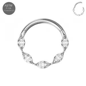 G23 Titanium Hinged Segment Clicker with Marquise CZ Jewel