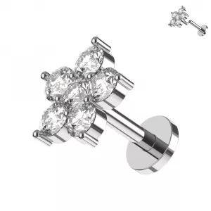 316L Steel CZ Petal Labret Stud Tragus-Helix