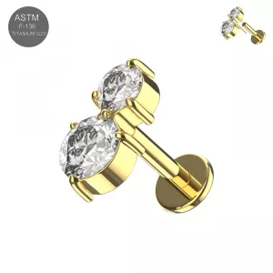 Implant Grade Titanium Peanut CZ Threadless Pin Tragus Top with Labret