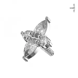 316L Surgical Steel Marquise & Round CZ Internally Threaded Top