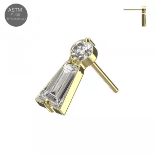 Implant Grade Titanium Baguette & Round CZ Threadless Pin Top