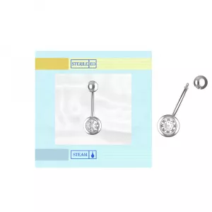 EO Gas Sterilized 316L Surgical Steel Single Jeweled Belly Banana Ring