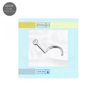 EO Gas Sterilized  Titanium G23 implant Grade CZ Jeweled Nose Screw Stud