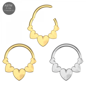 G23 grade Titanium Polyhedra Hearts Hinged Segment Clicker Ring