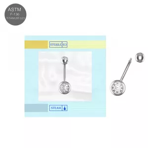 EO Gas Sterilized G23 Grade Titanium Double Jeweled Belly Banana Ring