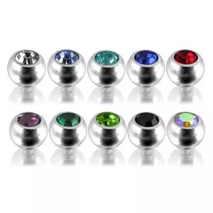 316L Surgical Steel Jeweled Balls