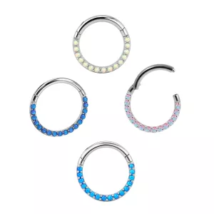316L Surgical Steel Pave Opal Hinged Clicker
