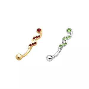 925 Sterling Silver Jeweled Fancy Twiner Eyebrow Bar
