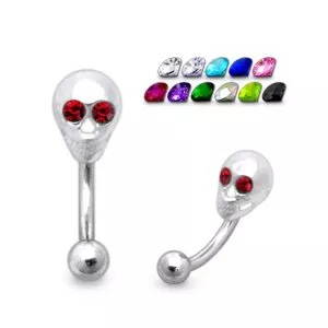 Jeweled Eyes on Skull Eyebrow Ring