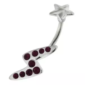 Jeweled Thunder with the star Top Silver Eyebrow Bar