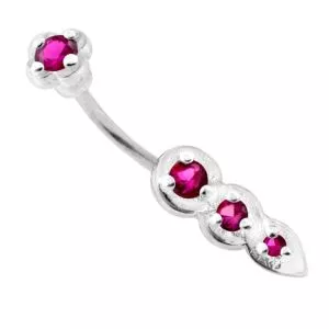 Jeweled Tri Tear Drops Sterling Silver Eyebrow Bar