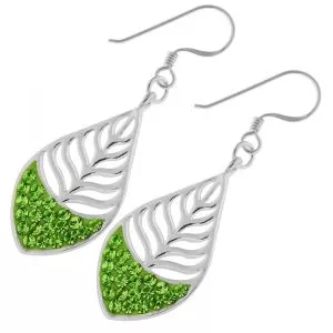 Multi jeweled Leaf 925 Sterling Silver Hook Earring