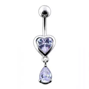 Moving Jeweled Hearts Belly Ring