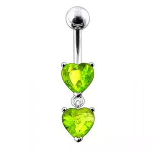 Moving Jeweled Red Heart Belly Button Ring