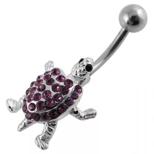 Moving Jeweled Turtle Belly Ring