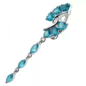 14G Fancy Reserved Moving Jeweled Banana Navel Ring