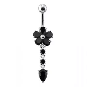 Fancy Jeweled Flower Moving Belly Ring